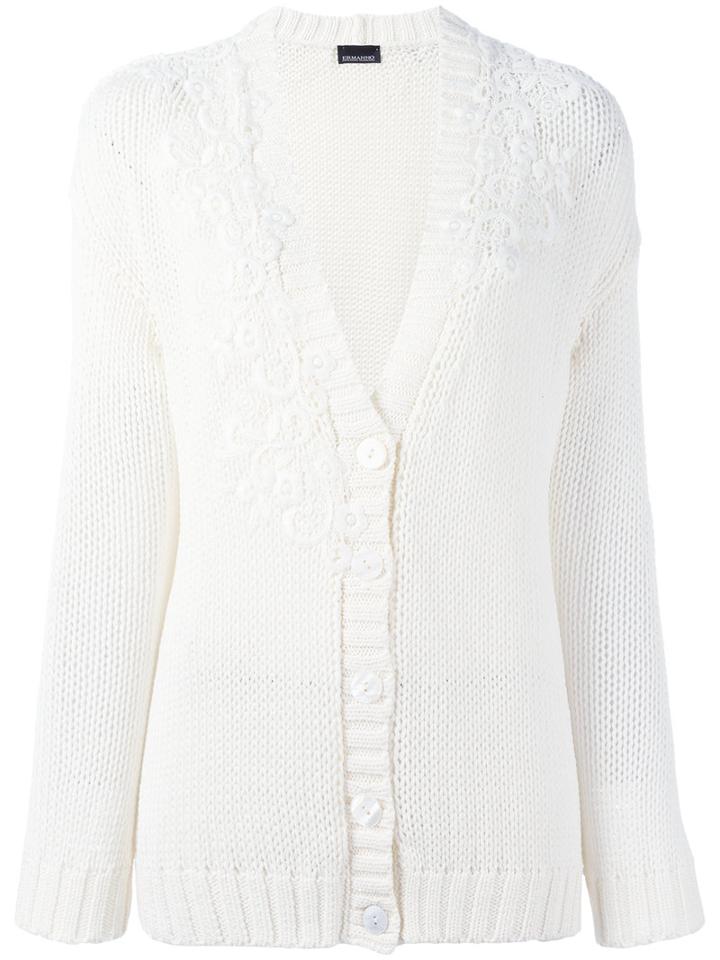 Ermanno Ermanno - Embroidered Cardigan - Women - Cotton/polyester - 42, White, Cotton/polyester