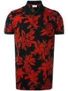 Saint Laurent Hawaiian Hibiscus Print Polo Shirt, Size: Small, Black, Cotton