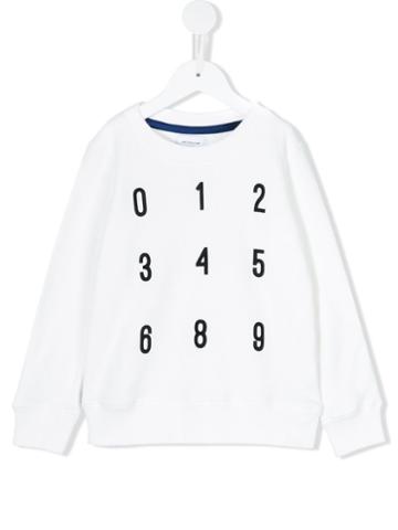 Arch & Line Numbers Sweatshirt, Boy's, Size: 10 Yrs, White