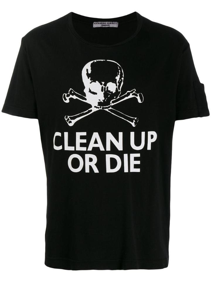 Katharine Hamnett London Printed 'clean Up Or Die' T-shirt - Black