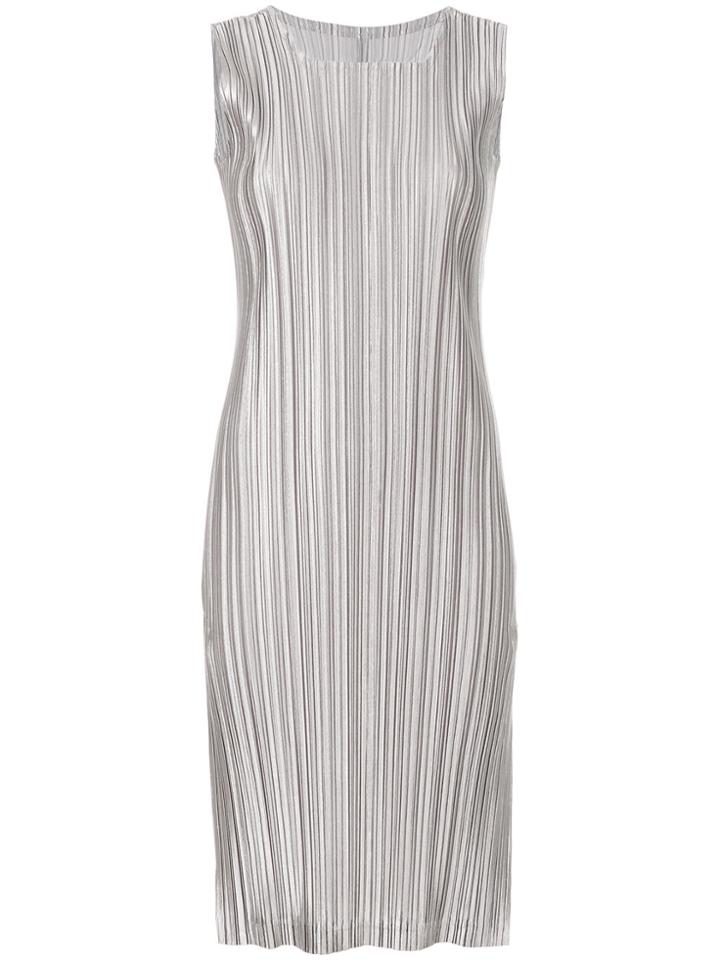 Pleats Please By Issey Miyake Pleated Fitted Dress - Grey
