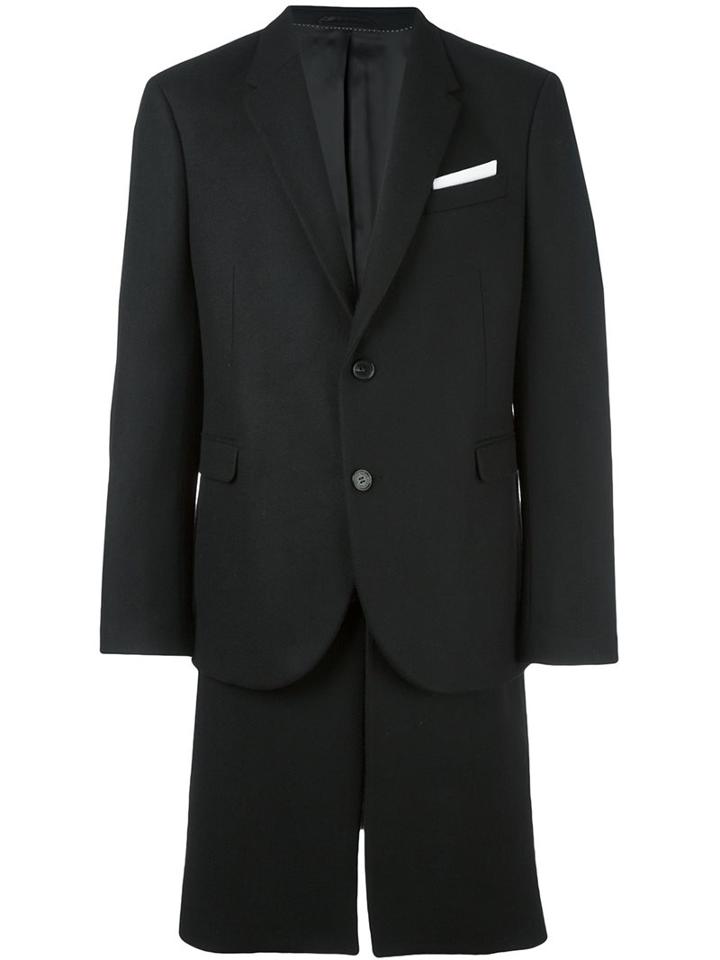 Neil Barrett Single Breasted Coat, Men's, Size: 54, Black, Polyamide/polyester/viscose/virgin Wool