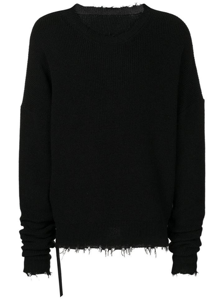 Unravel Project Oversized Frayed Hem Sweater - Black