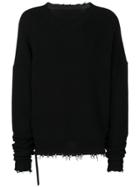 Unravel Project Oversized Frayed Hem Sweater - Black