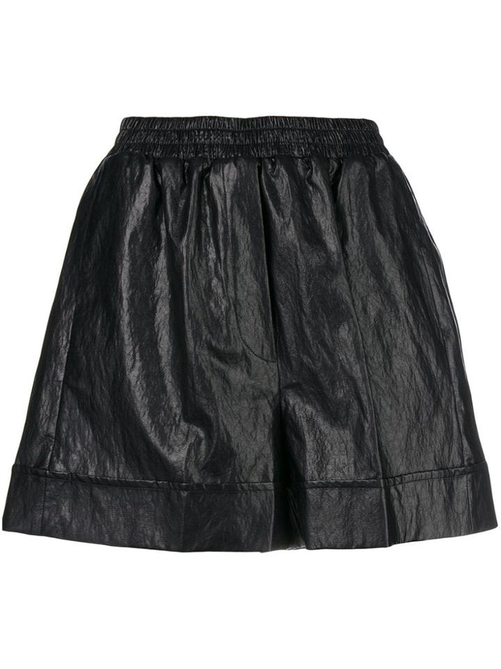 Nude Crinkled Shorts - Black