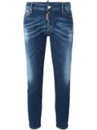 Dsquared2 'twiggy' Medium Waist Cropped Jeans, Women's, Size: 46, Blue, Cotton/spandex/elastane/polyester