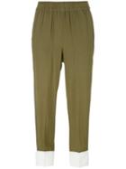Twin-set Bicolour Cropped Trousers, Women's, Size: 46, Green, Viscose/polyester