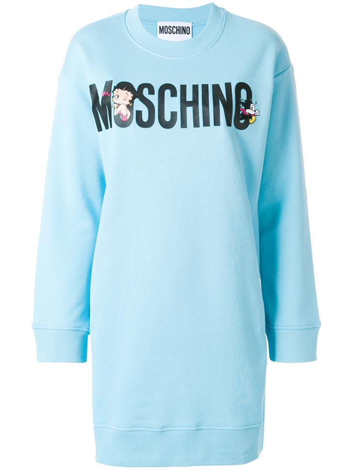 Moschino Front Logo Loose Dress - Blue