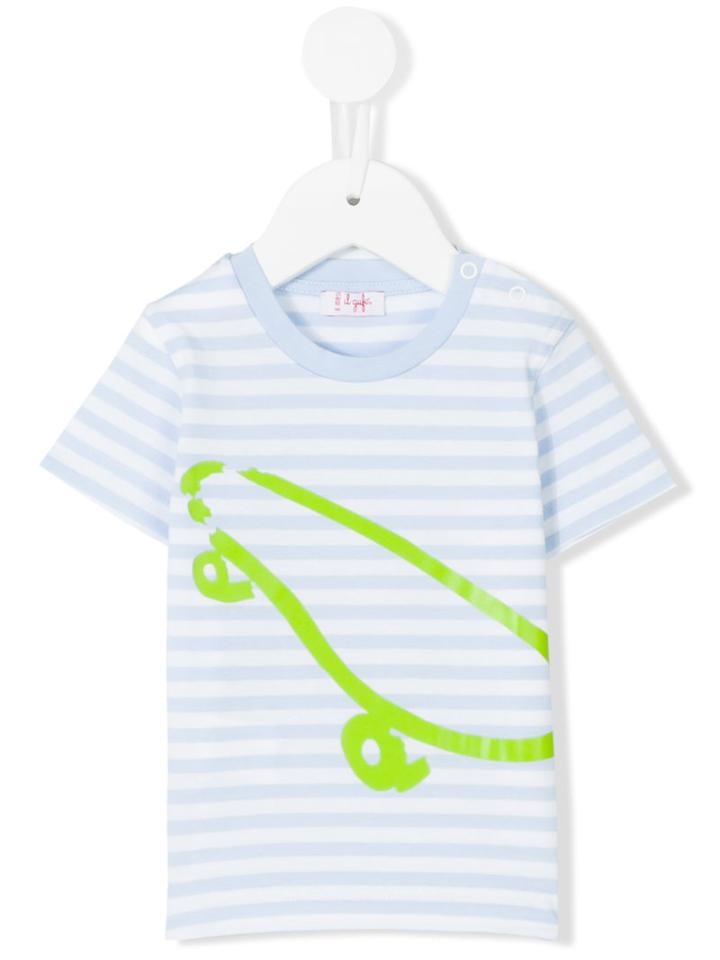 Il Gufo - Skateboard And Striped Print T-shirt - Kids - Cotton/spandex/elastane - 36 Mth, Blue