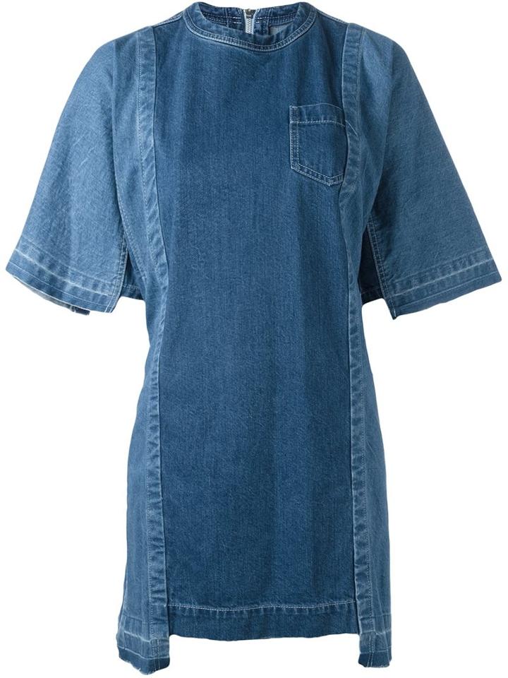 Sacai Oversized Denim Dress, Women's, Size: 1, Blue, Cotton