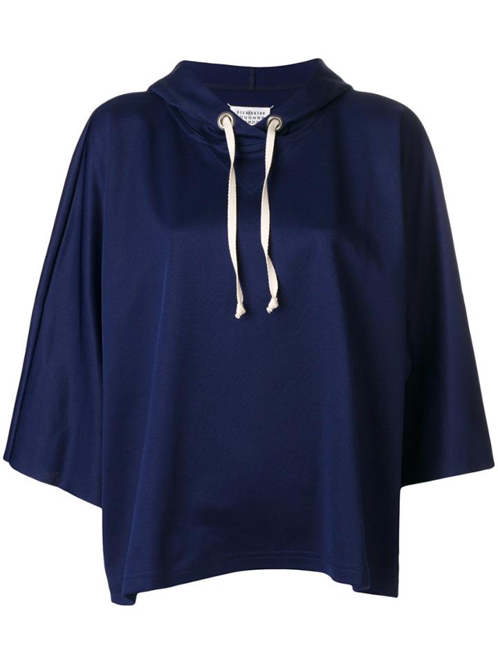 Maison Margiela Loose Fit Cropped Hoodie - Blue