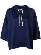 Maison Margiela Loose Fit Cropped Hoodie - Blue