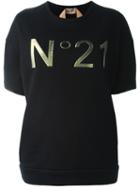 No21 Logo Patch Sweatshirt, Women's, Size: 38, Black, Cotton