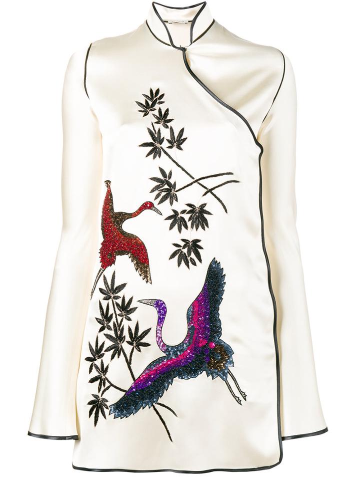 Attico - Elena Embellished Kimono Dress - Women - Silk/acetate/viscose/glass - 1, Women's, Nude/neutrals, Silk/acetate/viscose/glass