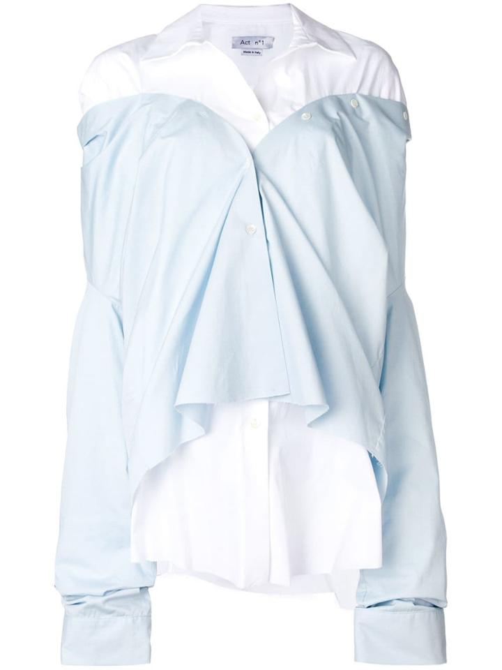 Act N&deg;1 Layered Off-the-shoulder Shirt - Blue