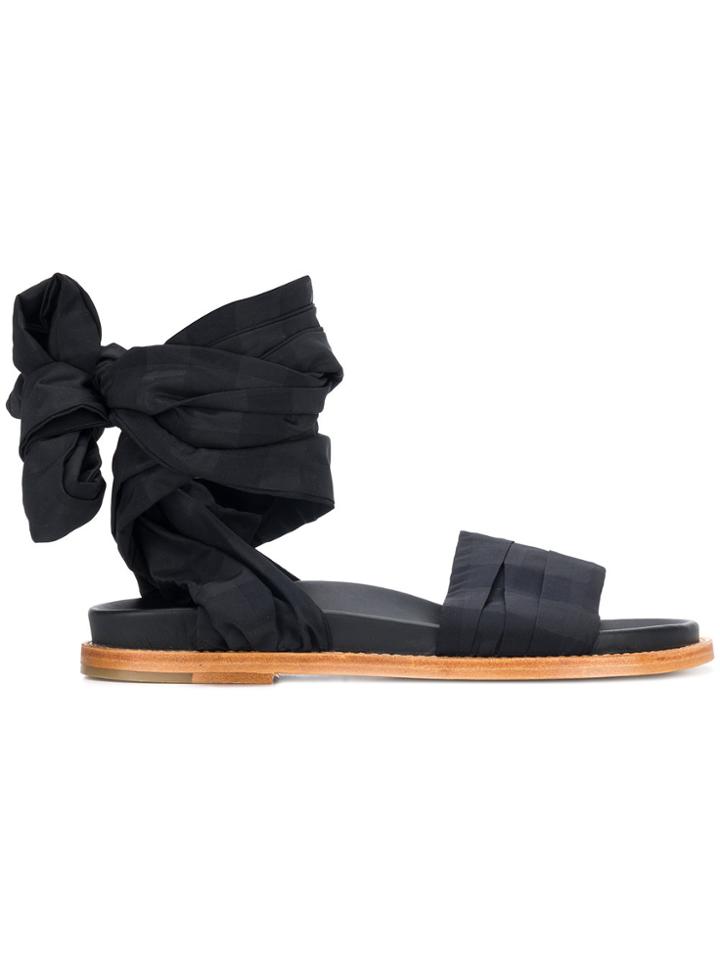 Marques'almeida Checked Wraparound Sandals - Black