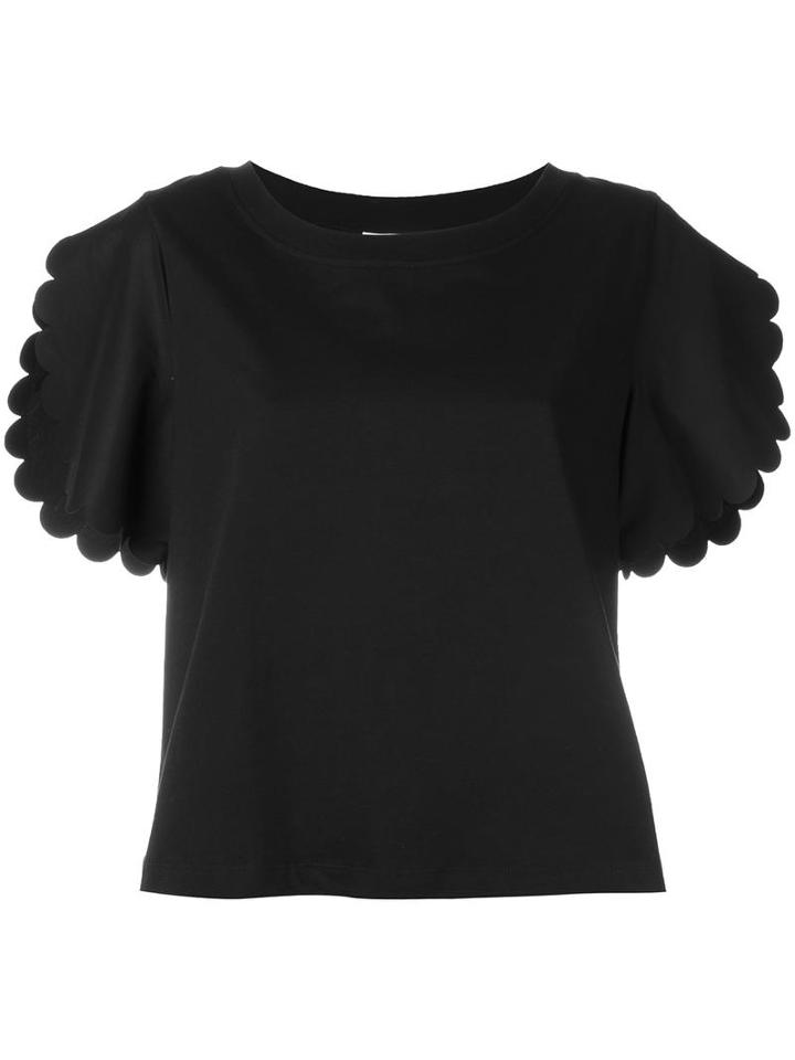 See By Chloé Scalloped T-shirt, Women's, Size: Large, Black, Cotton