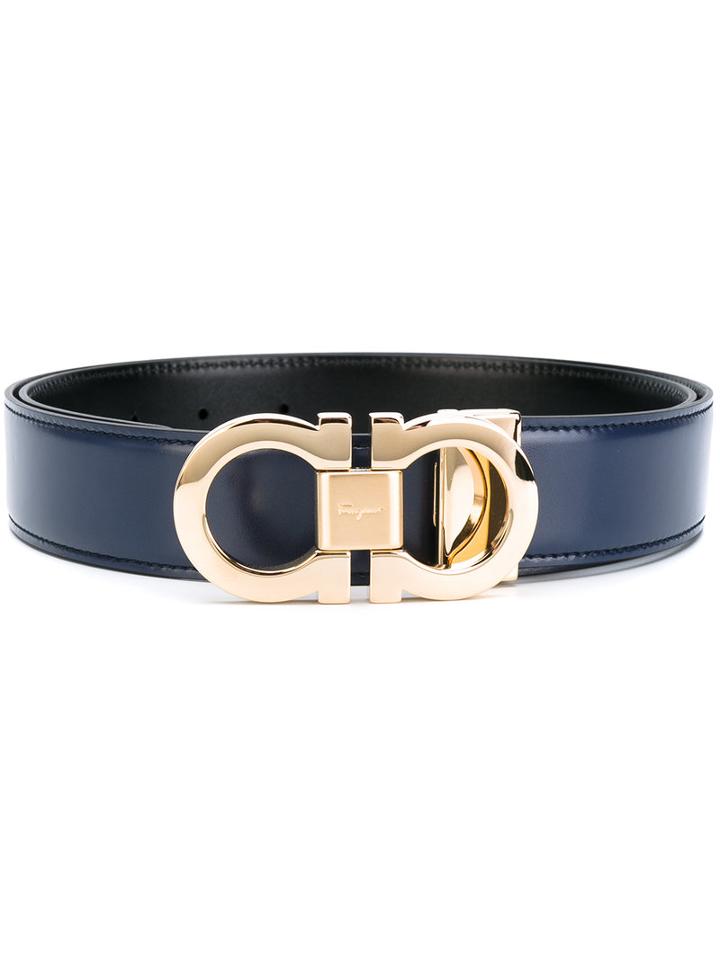 Salvatore Ferragamo - Double Gancio Belt - Men - Calf Leather - 105, Blue, Calf Leather