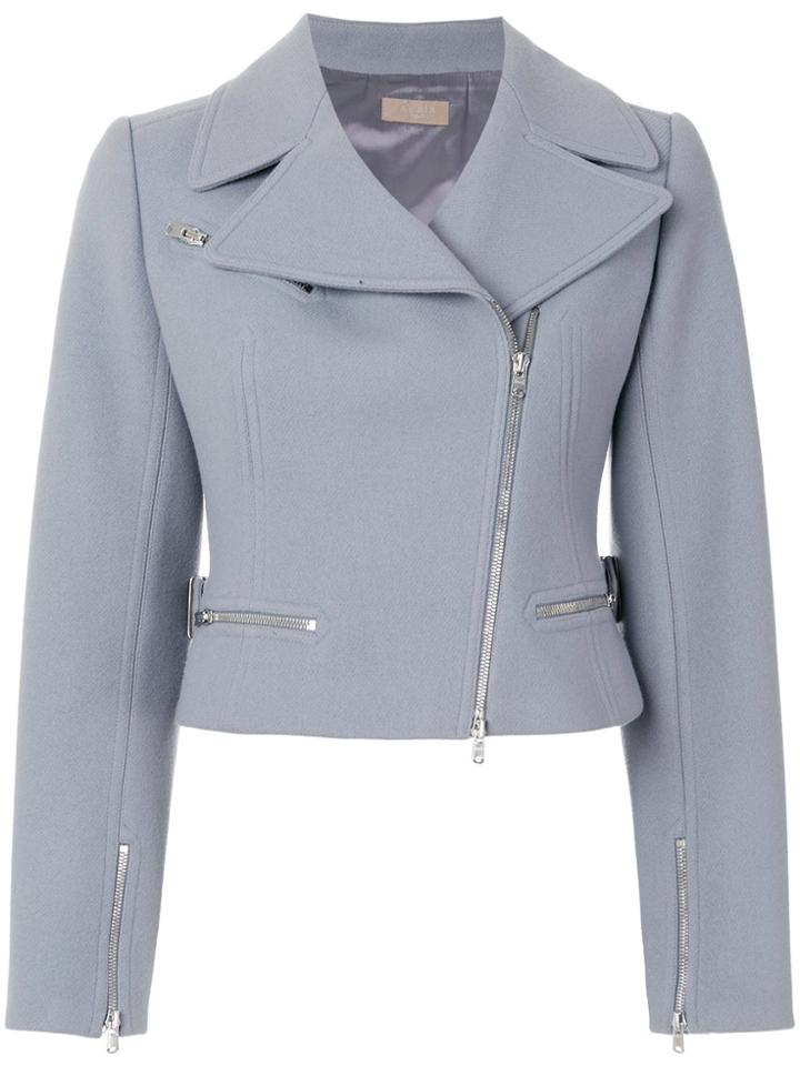 Alaïa Vintage Cropped Biker Jacket - Blue
