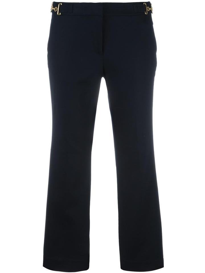 Michael Michael Kors Bell Bottom Cropped Trousers, Women's, Size: 6, Blue, Cotton/spandex/elastane