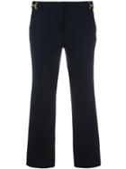 Michael Michael Kors Bell Bottom Cropped Trousers, Women's, Size: 6, Blue, Cotton/spandex/elastane