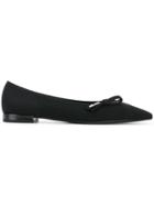 Prada Pointed Toe Ballerina Flats - Black