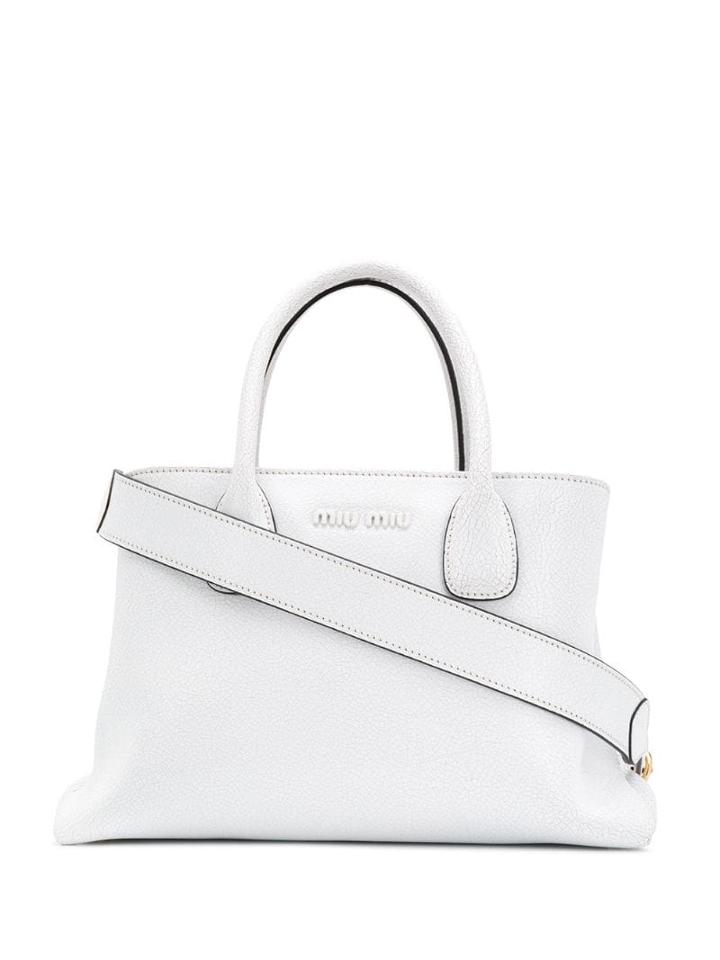 Miu Miu Logo Plaque Tote - White
