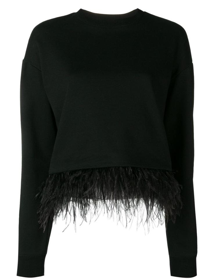 Derek Lam 10 Crosby Feather Trim Sweatshirt - Black
