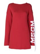 Msgm Branded Slouchy Sweater - Red