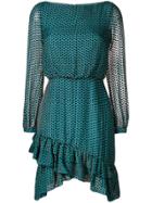 Saloni Micro Triangles Ruffle Dress - Blue