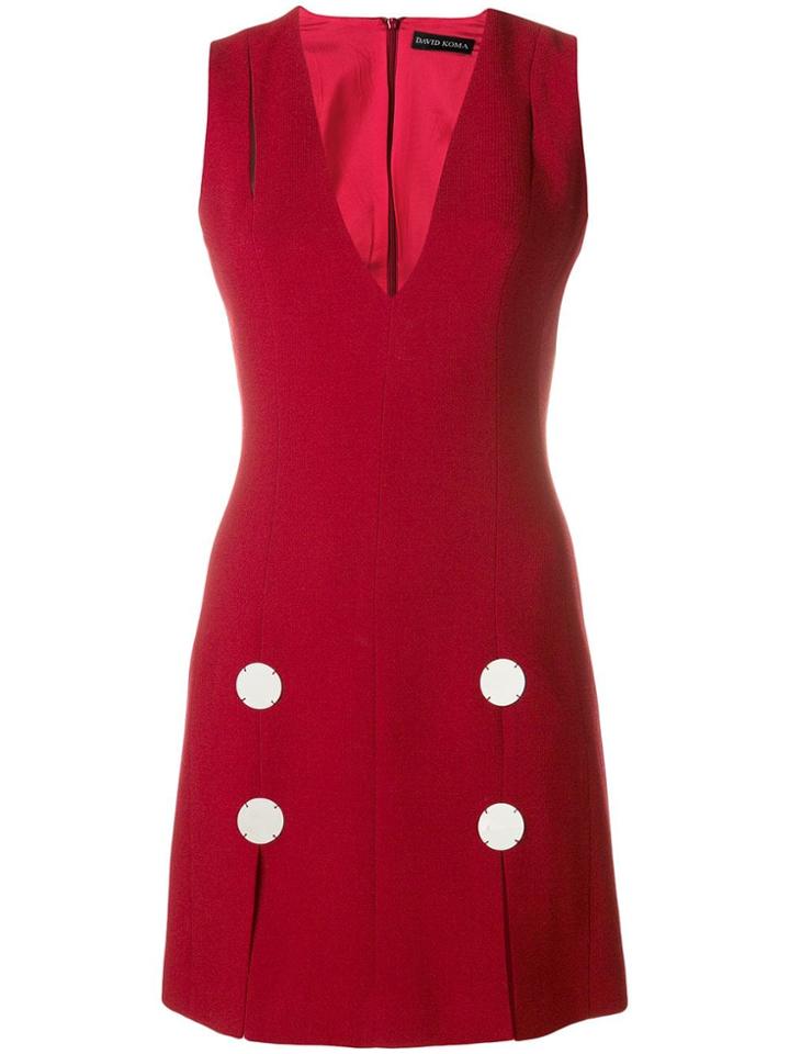David Koma V-neck Fitted Mini Dress - Red
