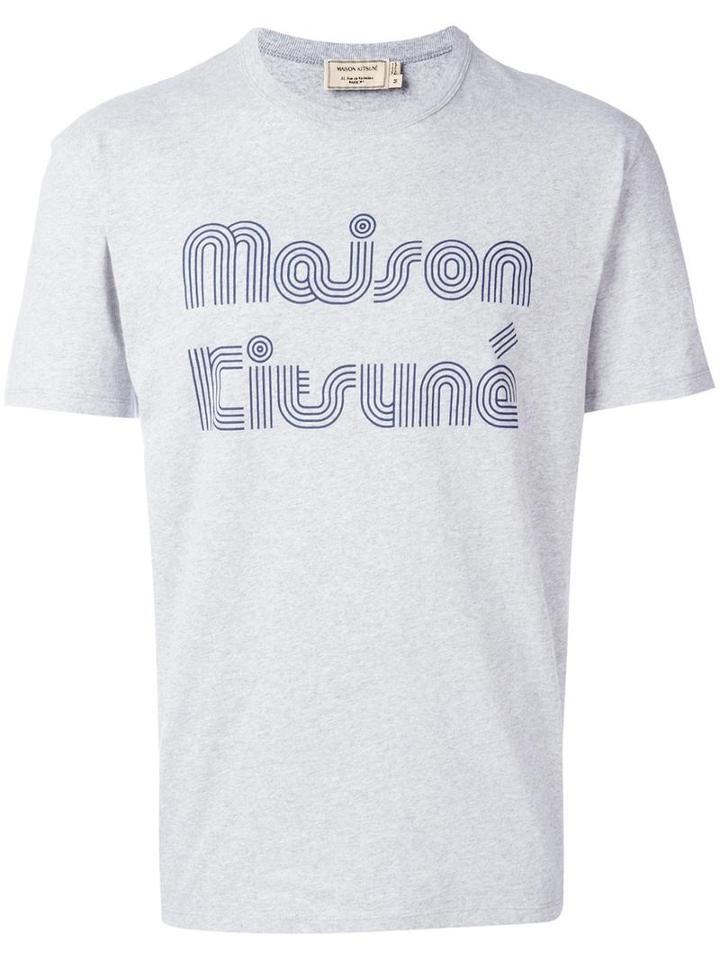 Maison Kitsuné Logo Print T-shirt, Men's, Size: Xs, Grey, Cotton