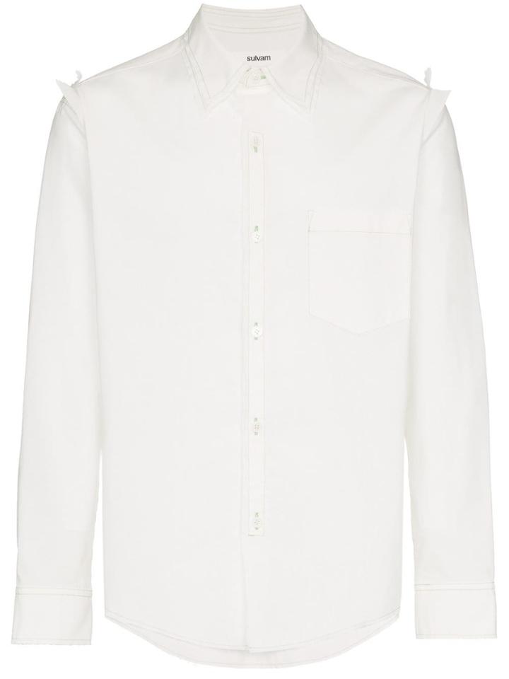 Sulvam Double Collar Cotton Shirt - White