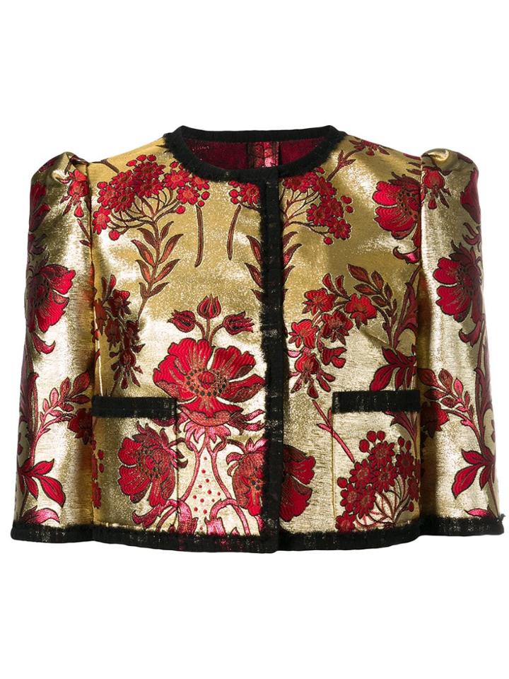Dolce & Gabbana Floral Jacquard Cropped Jacket - Gold