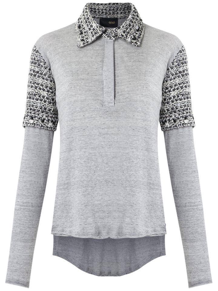 Andrea Bogosian - Knit Panels Top - Women - Cotton - M, Grey, Cotton