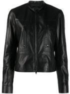 Valentino Zipped Leather Jacket - Black