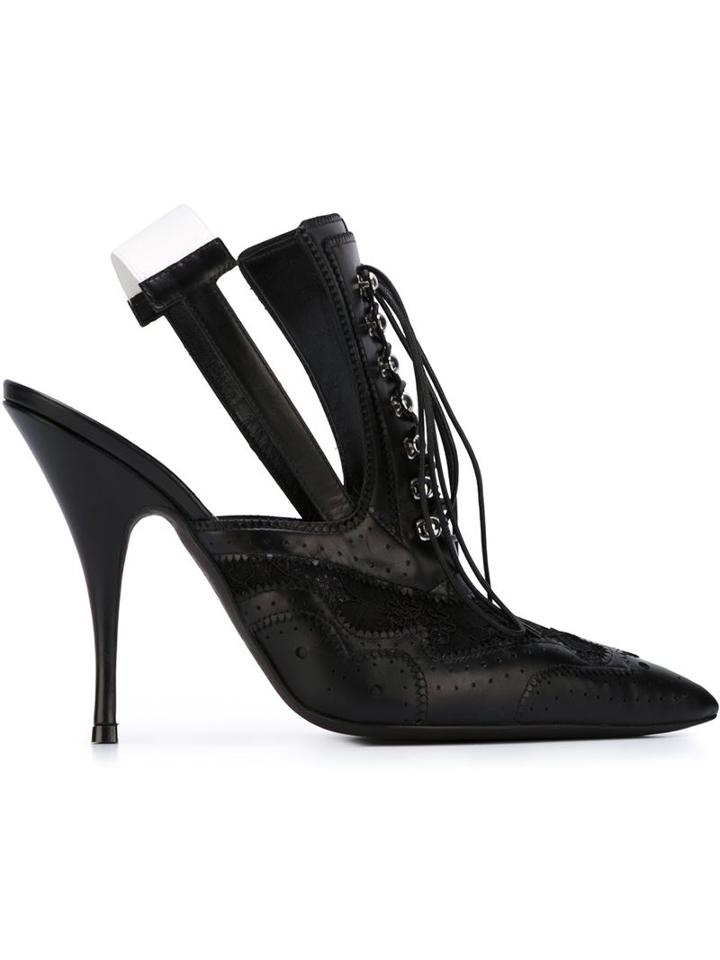 Givenchy Slingback Brogue Pumps, Women's, Size: 36.5, Black, Calf Leather
