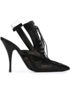 Givenchy Slingback Brogue Pumps, Women's, Size: 36.5, Black, Calf Leather
