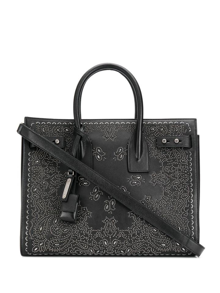 Saint Laurent Paisley Studded Tote Bag - Black
