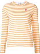Comme Des Garçons Play Mini-heart Striped T-shirt - Yellow