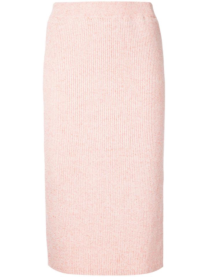 Estnation - Fitted Pencil Skirt - Women - Cotton - 38, Pink/purple, Cotton