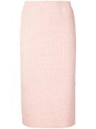 Estnation - Fitted Pencil Skirt - Women - Cotton - 38, Pink/purple, Cotton