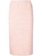 Estnation - Fitted Pencil Skirt - Women - Cotton - 38, Pink/purple, Cotton