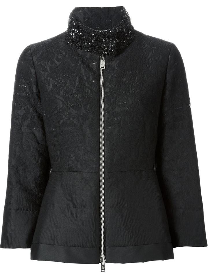 Moncler Gamme Rouge Feather Down Sequined Jacket, Women's, Size: 1, Black, Polyester/silk/feather Down