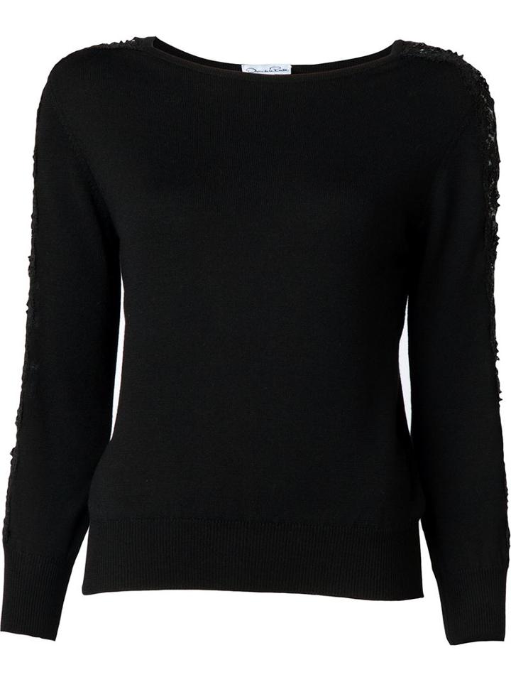 Oscar De La Renta Lace Insert Sweater