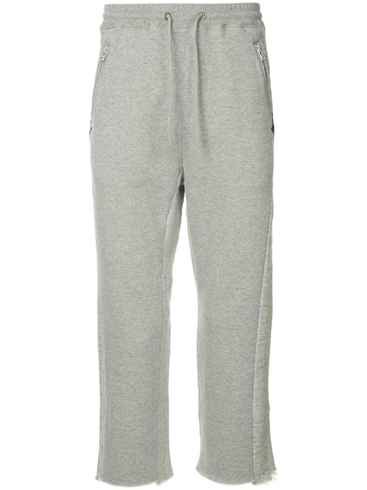 Facetasm Drawstring Cropped Track Pants - Grey