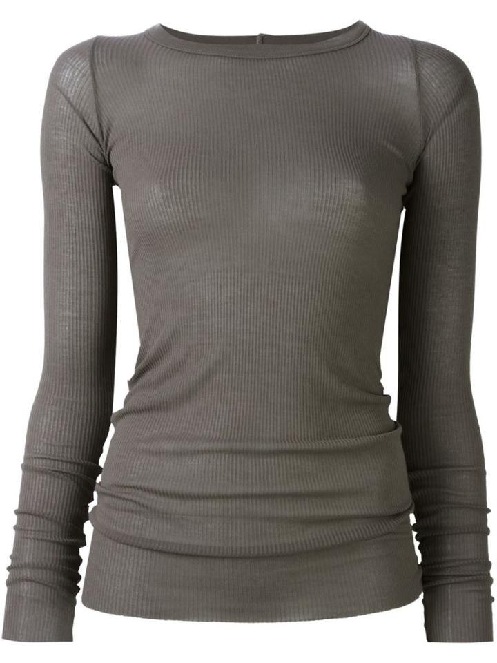 Rick Owens Round Neck T-shirt, Women's, Size: 42, Grey, Silk/viscose