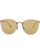 Linda Farrow Oversized Oval Frame Sunglasses - Pink