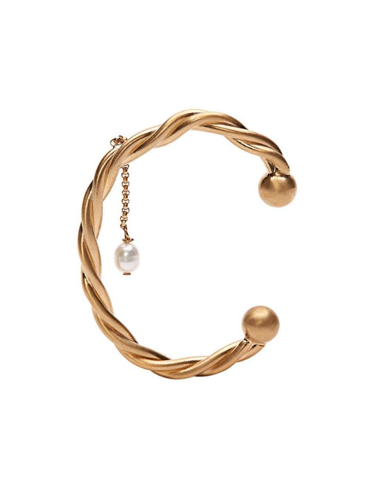 Jw Anderson Gold Twisted Pearl Bangle
