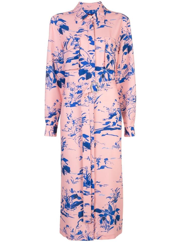 Sies Marjan Floral Belted Midi Shirt Dress - Pink